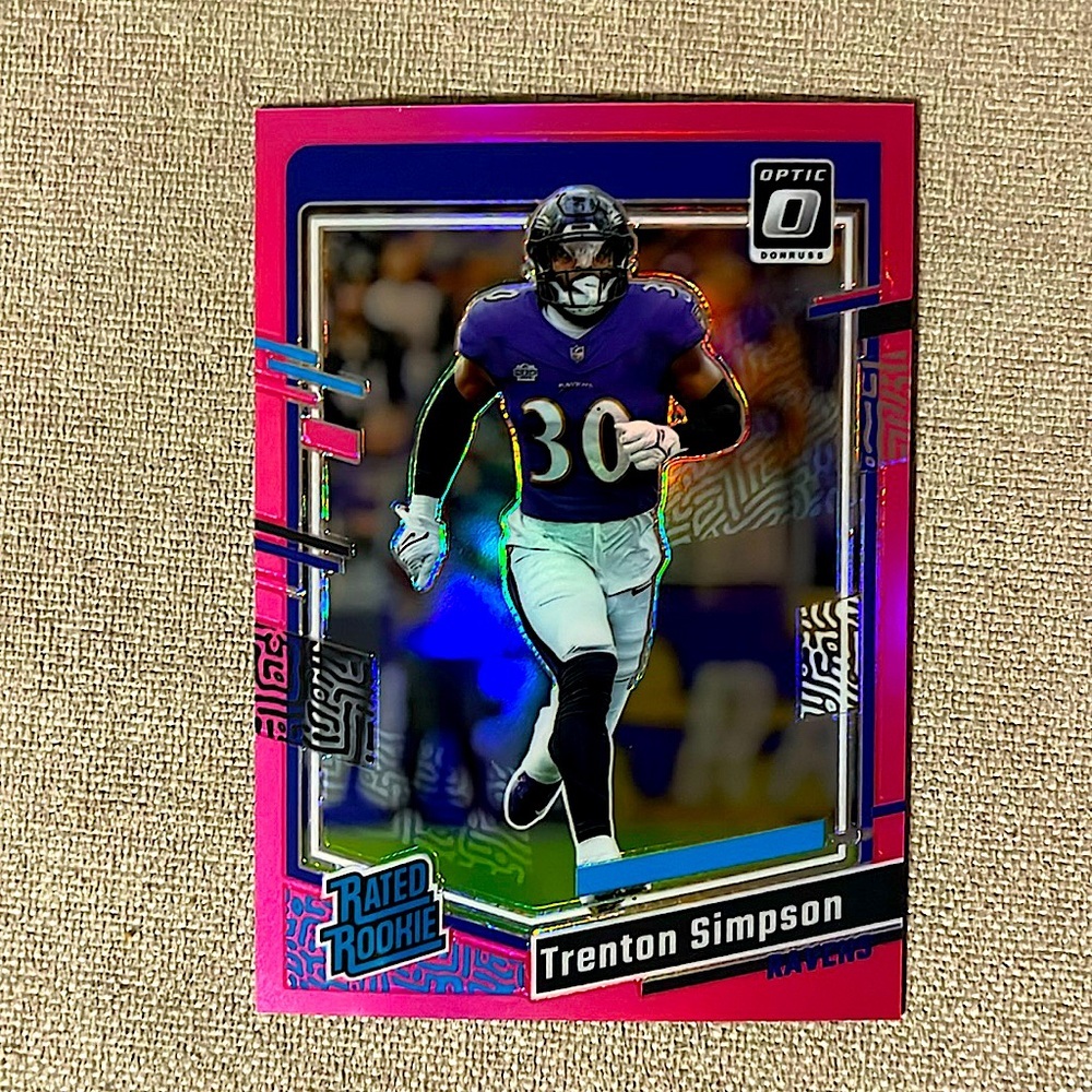 Trenton Simpson 2023 Panini Optic Pink Parallel Ravens NFL Football Sports Card